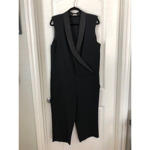 L’AGENECE Tuxedo-Inspired Black Jumpsuit